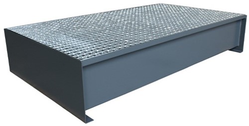 Dial Staalgelakte lekbak ral 7016 grijs met gegalv. rooster voor  2st 200 ltr vaten