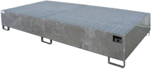 DIAL lekbak staal verzinkt met rooster voor 2 1000 ltr IBC's 2650x1300x435mm 1128 liter