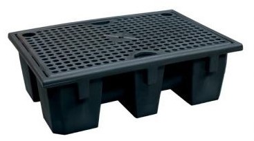 DIAL lekbak zwart polyethyleen met rooster voor 2 200 ltr vaten  1310x910x380mm  240 liter