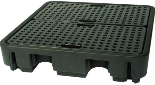 DIAL lekbak zwart polyethyleen met rooster voor 4 200 ltr vaten  1460x1460x305mm  450 liter