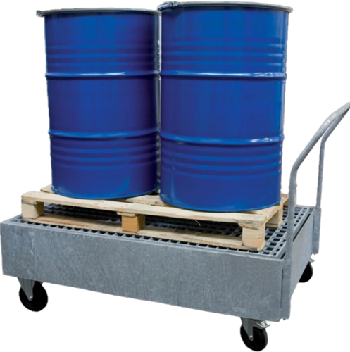 DIAL Verrijdbare lekbak staal verzinkt met rooster voor 2 200 ltr vaten 1320x800x1115 mm 243 liter